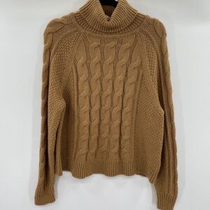 Women’s L Tall Tan Cableneck Sweater